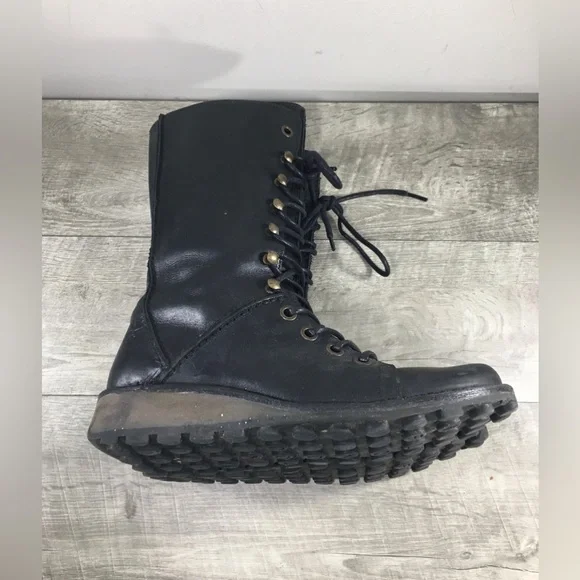 Fly London Ster Military Black Leather Combat Women's Lace Up Boots Size 8-8.5 - Picture 9 of 12